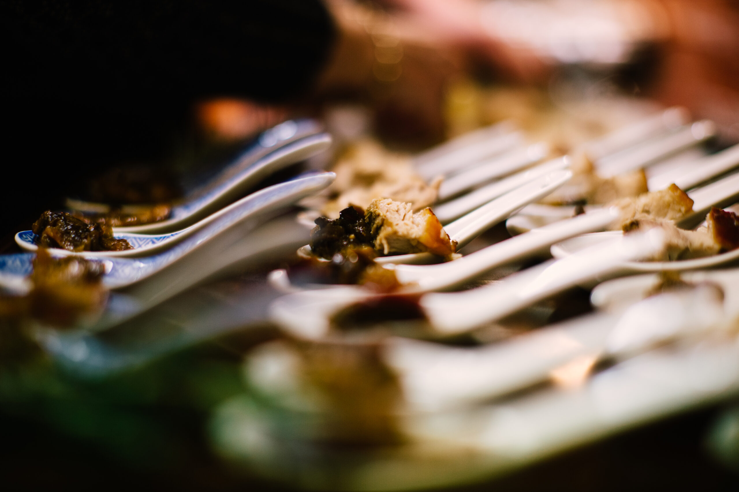 Gourmet tasting spoons display fine outback dining at Callubri Station.