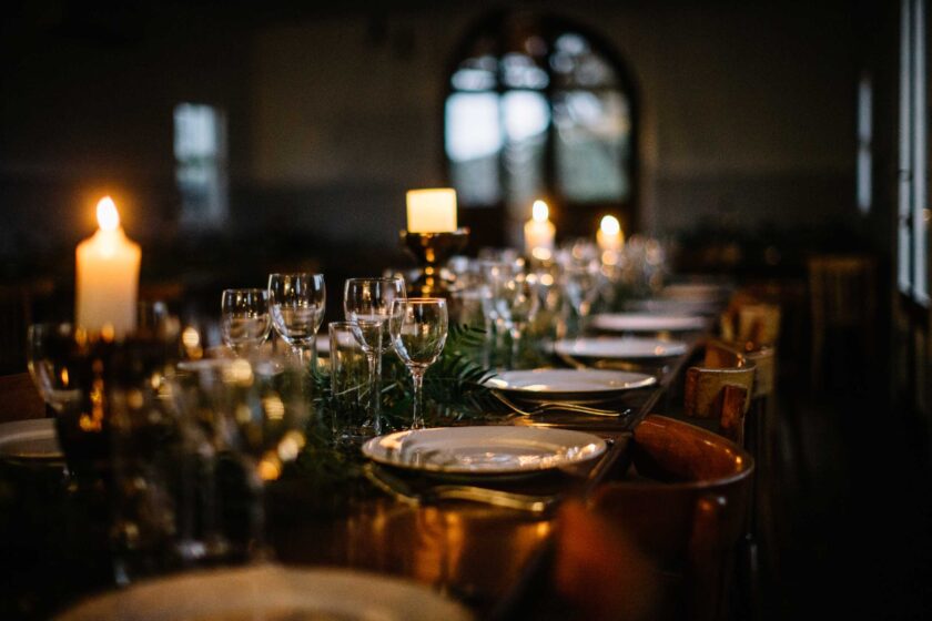 Candlelit dining table set for outback station fine dining at Callubri.