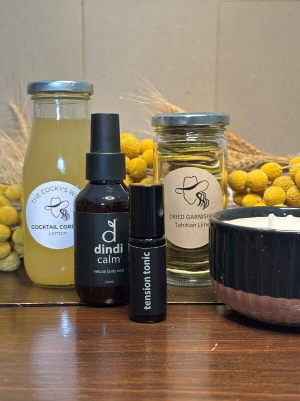 Relaxation products on a wooden surface.